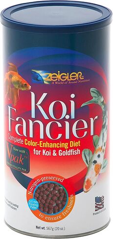 Zeigler Fish Food (20 OZ Canister) 5mm Floating Pellets for Koi and Goldfish, Performance Fancier Diet for Enhancing Color - Fortified with V pak and Spirulina in Saudi Arabia