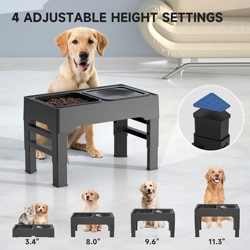 ELS PET Elevated Dog Bowls, Adjustable Raised Dog Bowl with Slow Feeder Dog Bowl and Dog Water Bowl Non-Spill for Small Medium Large Dogs and Pets in Saudi Arabia
