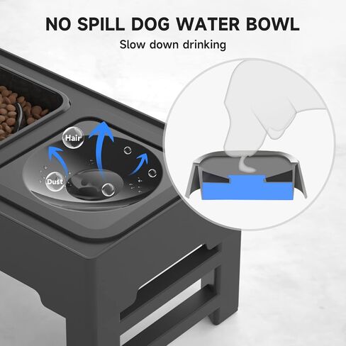 ELS PET Elevated Dog Bowls, Adjustable Raised Dog Bowl with Slow Feeder Dog Bowl and Dog Water Bowl Non-Spill for Small Medium Large Dogs and Pets in Saudi Arabia