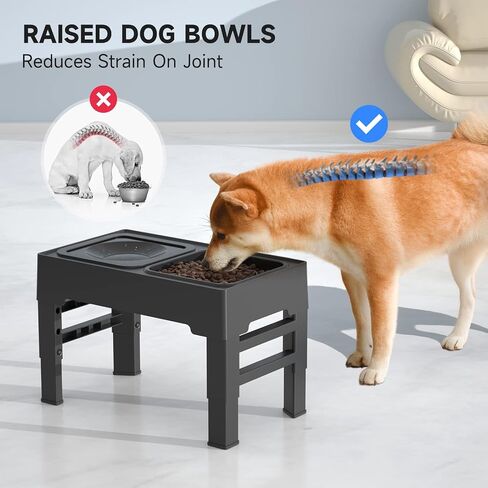 ELS PET Elevated Dog Bowls, Adjustable Raised Dog Bowl with Slow Feeder Dog Bowl and Dog Water Bowl Non-Spill for Small Medium Large Dogs and Pets in Saudi Arabia