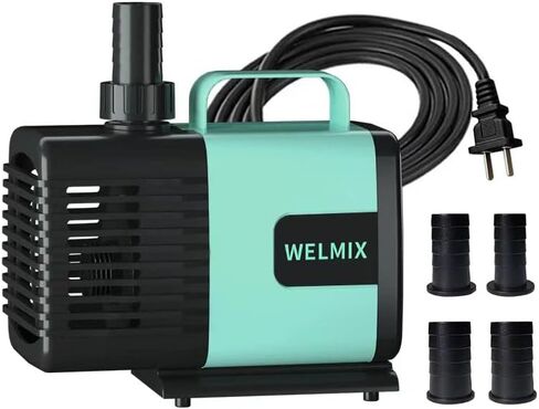 WELMIX 600GPH (2700L/H 35W) مضخة مياه غاطسة لحوض السمك مضخة نافورة هادئة ارتفاع رفع 8.2 قدم لخزان الأسماك والبركة والنوافير والزراعة المائية والشلال مع 3 فوهات وسلك طاقة بطول 6 أقدام in Saudi Arabia