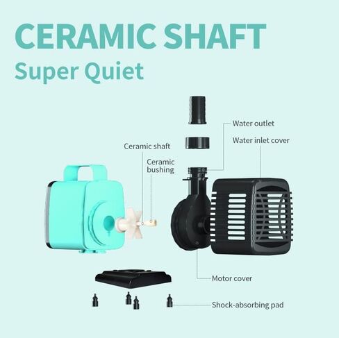 WELMIX 600GPH (2700L/H 35W) مضخة مياه غاطسة لحوض السمك مضخة نافورة هادئة ارتفاع رفع 8.2 قدم لخزان الأسماك والبركة والنوافير والزراعة المائية والشلال مع 3 فوهات وسلك طاقة بطول 6 أقدام in Saudi Arabia