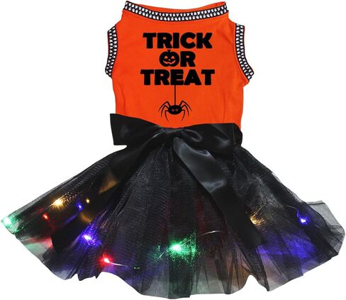 فستان Petitebella Trick Or Treat Spider Puppy Dog (برتقالي/أسود LED، متوسط) in Kuwait