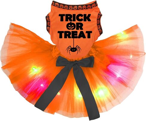 فستان Petitebella Trick Or Treat Spider Puppy Dog (برتقالي/أسود LED، متوسط) in Kuwait