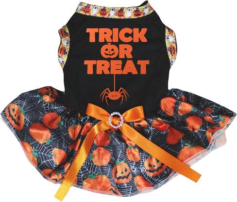 فستان Petitebella Trick Or Treat Spider Puppy Dog (برتقالي/أسود LED، متوسط) in Kuwait