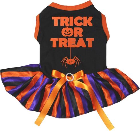فستان Petitebella Trick Or Treat Spider Puppy Dog (برتقالي/أسود LED، متوسط) in Kuwait