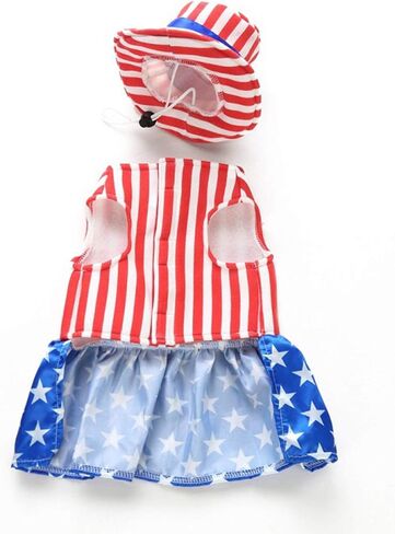 GabeFish Dog 4th of July Dress, Uncle Sam Costume for Pets, Cats Independence Day Clothes Apparel Boy Small in Kuwait