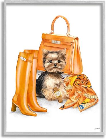 إكسسوارات محفظة أزياء Stupell Industries Orange Yorkie Puppy Dog، تصميم بواسطة Ziwei Li، مقاس 16 × 20 in Saudi Arabia