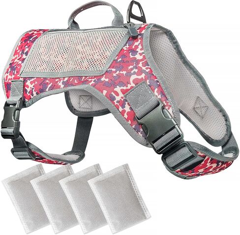 Tactical Dog Harness Adjustable Size, Leash Hook & Handle, Waterproof K9 Service Dog Vest with Mesh Zip-Pockets & All-Natural Bug Prevention Pouches for Outdoor Activity, Hiking and Hunting in Saudi Arabia