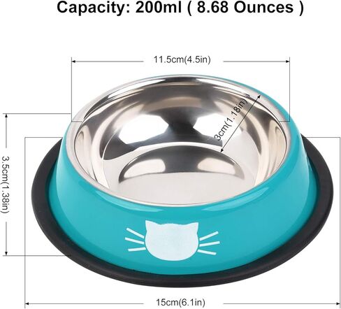 اوعية طعام للقطط من ليجيندوج، اوعية طعام لطيفة للقطط من الستانلس ستيل، اوعية للقطط للطعام والماء، طبق طعام للقطط مع مجارف طعام... (ازرق واسود واحمر) in Kuwait