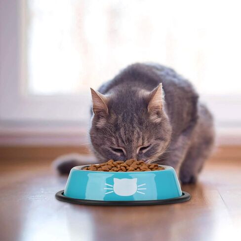 اوعية طعام للقطط من ليجيندوج، اوعية طعام لطيفة للقطط من الستانلس ستيل، اوعية للقطط للطعام والماء، طبق طعام للقطط مع مجارف طعام... (ازرق واسود واحمر) in Kuwait