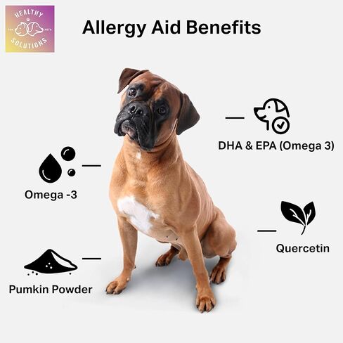 Dog Allergy Relief Chews - Skin Allergies Aid For Dogs - Vitamins Support Healthy Skin, Coat, Itching, Hot Spots, & Immunity Health - Supplement Rich In Antioxidants, Omegas, DHA and EPA 60 Soft Chews in Kuwait