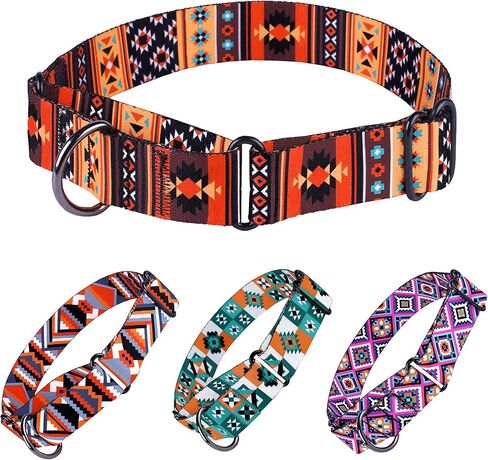 Murom Martingale Collar for Dogs Small Medium Large Tribal Geometric Pattern Training Wide Collars Puppy Adjustable Heavy Duty (Tribal, 15-20 inches) in Kuwait