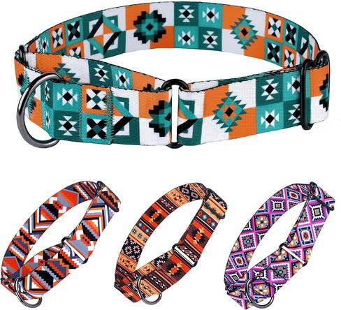 طوق مارتينجال للكلاب صغير ومتوسط وكبير بنمط هندسي قبلي، طوق واسع للتدريب على الجراء قابل للتعديل شديد التحمل (اسكندنافي، 15-20 انش) in Kuwait