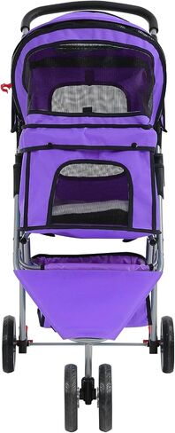 Pet Stroller Jogger Cat Dog Cage 3 Wheels Stroller Travel Folding Carrier Strolling Cart with Cup Holders and Removable Liner 35Lbs Capacity Large Doggie Stroller for Small-Medium Dogs, Cats Black in Saudi Arabia