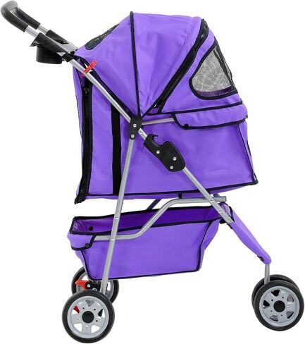 Pet Stroller Jogger Cat Dog Cage 3 Wheels Stroller Travel Folding Carrier Strolling Cart with Cup Holders and Removable Liner 35Lbs Capacity Large Doggie Stroller for Small-Medium Dogs, Cats Black in Saudi Arabia
