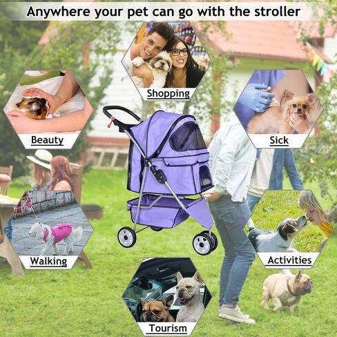 Pet Stroller Jogger Cat Dog Cage 3 Wheels Stroller Travel Folding Carrier Strolling Cart with Cup Holders and Removable Liner 35Lbs Capacity Large Doggie Stroller for Small-Medium Dogs, Cats Black in Saudi Arabia