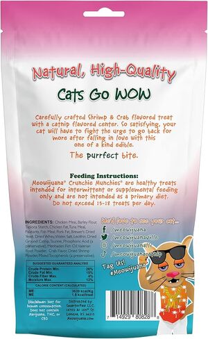 ميويجوانا | عيد السلمون والروبيان وسرطان البحر | حزمة كرانشي مونشي | مركز النعناع البري العضوي | صنع في الولايات المتحدة الأمريكية | مكافآت عالية الفعالية للقطط in Kuwait