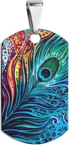 الطاووس ريشة الحيوانات الأليفة معرف العلامة شخصية الفولاذ المقاوم للصدأ الكلب العلامات مضحك مطبوعة القط طوق العلامات الملحقات in Kuwait