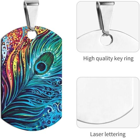 الطاووس ريشة الحيوانات الأليفة معرف العلامة شخصية الفولاذ المقاوم للصدأ الكلب العلامات مضحك مطبوعة القط طوق العلامات الملحقات in Kuwait