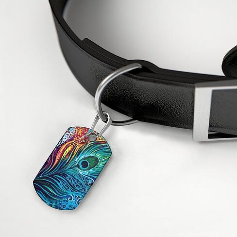 الطاووس ريشة الحيوانات الأليفة معرف العلامة شخصية الفولاذ المقاوم للصدأ الكلب العلامات مضحك مطبوعة القط طوق العلامات الملحقات in Kuwait