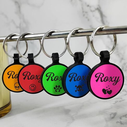 Silicone Dog Tags Engraved for Pets Personalized Soundless Pet ID Tag Light Dog Name Tags Silent Dog Id Tags Custom Dog Tags for Cats Puppy Kitty 2 Shapes & 5 Colours (Pink Bone) in Kuwait