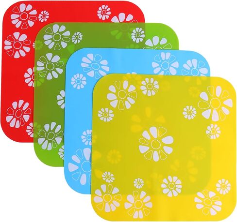Silicone Pad for Pet Water Fountains, 13.4in Large Size Square Silicone Feeding Mat, Dog Cat Bowl/Water Dispenser Mat, Non-Slip Flowers Pattern Pad (Blue Ground) in Saudi Arabia