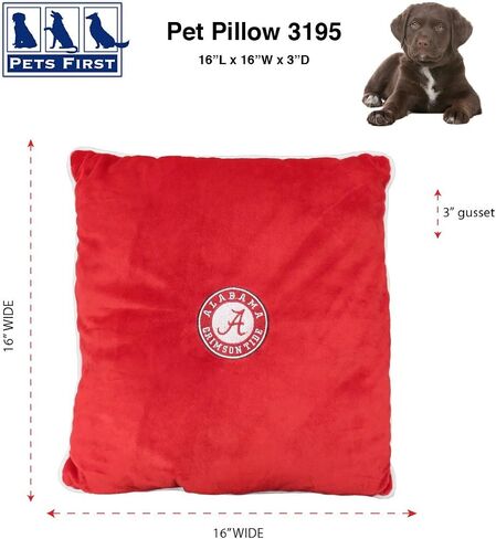 Pets First Collegiate Pet Accessories, Dog Pillow, Alabama Crimson Tide, 16 x 16 x 3 inches in Saudi Arabia