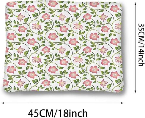 Pink Green Machine Washable Warm Mattress for Dogs and Cats Flower and Curvy Stem Camomile Foliage Image Soft Plush Autumn Winter Thermal Pet Bed Snooze Sleeping for Kittens Puppies Rabbits 14" x 18" in Saudi Arabia