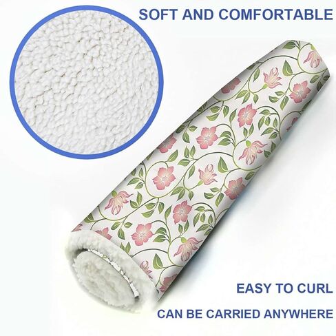 Pink Green Machine Washable Warm Mattress for Dogs and Cats Flower and Curvy Stem Camomile Foliage Image Soft Plush Autumn Winter Thermal Pet Bed Snooze Sleeping for Kittens Puppies Rabbits 14" x 18" in Saudi Arabia