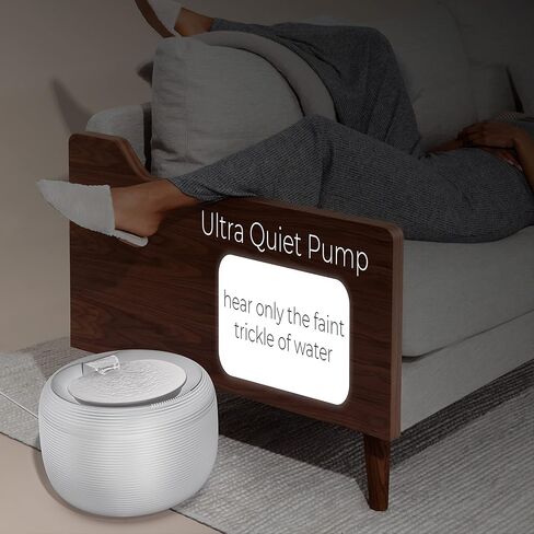 نافورة مياه ناجت لايت للحيوانات الأليفة | نافورة شرب للقطط والكلاب سعة 2.5 لتر (أبيض) in Kuwait