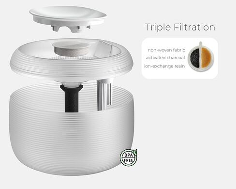 نافورة مياه ناجت لايت للحيوانات الأليفة | نافورة شرب للقطط والكلاب سعة 2.5 لتر (أبيض) in Kuwait