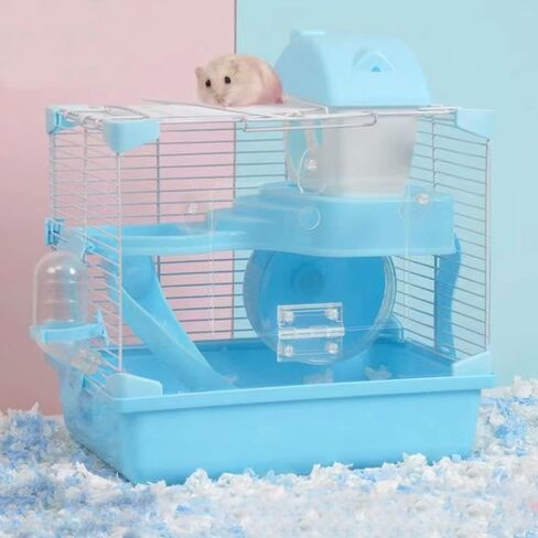 قفص محمول للسفر للهامستر السوري من طابقين للهامستر السوري والقوارض والهامستر القزم مقاس 12 × 9 × 7 انش (ازرق) in Kuwait
