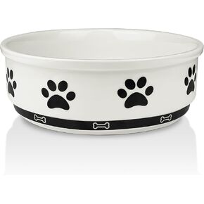 Ceramic Pet Bowl for Dogs and Cats, Weighted Non-Slip Dog Bowls Food and Water Dish, Durable Pets Feeding Bowls Suitable for Small, Medium, and Large Dogs, Grey, 16 Oz