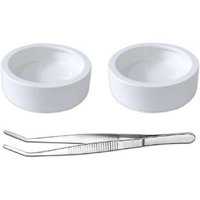 2 Pack Bearded Dragon Ceramic Bowl Worm Dish Reptile Food Bowl (M, White)