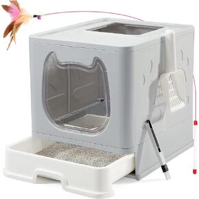 Suhaco Cat Litter Box Enclosure with Lid Hidden Covered Kitten Litter Box Top Entry Kitty Litter Boxes (Black)