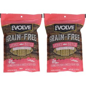 Evolve GrainFree Dog Treats: Salmon & Sweet Potato Jerky Bites, 2 (12 Ounce Pack) Bundle in Saudi Arabia
