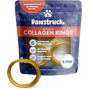 Pawstruck Natural Beef Collagen Rings for Dogs - Vet-Approved Long Lasting Alternative to Traditional Rawhide & Bully Sticks - High Protein Dental Treat w/Glucosamine & Chondroitin - 3 Pack in Kuwait
