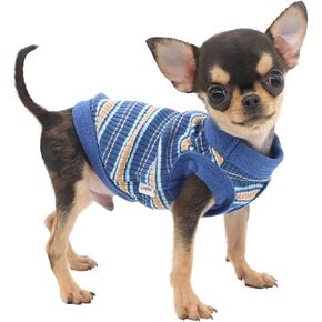 LOPHIPETS 100% Cotton Rib Dog Shirt Vest for Small Dogs Teacup Chihuahua Yorkie Puppy Clothes Tank Tee-Blue/XXS