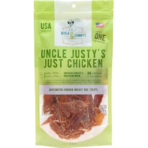 Gourmet Jerky Dog Treats - Natural Dog Treat Chicken Jerky for Dogs, Nutritious and Tasty Dog Jerky Treats Made in USA only, Cage-Free Chicken, No Additives(Mika & Sammy's Unlcle Justy's 5 oz) in Saudi Arabia