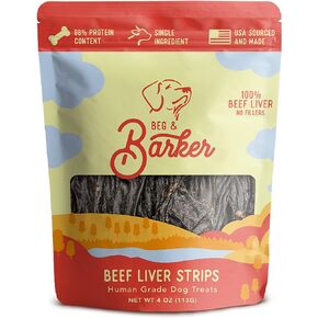Beef Liver Jerky for Dogs (4 Ounce, Pack of 1) - Dog Training Treats - Natural Dog Treats Made in The USA - Grain Free, Diabetic-Friendly, High Protein, Sugar-Free