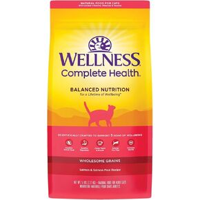 Wellness Complete Health Natural Dry Cat Food with Wholesome Grains, Made in USA with Real Meat (Adult Cat, Chicken & Chicken Meal Recipe, 5-Pound Bag)
