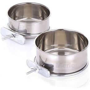 وعاء طعام للطيور من ميريك، وعاء من الفولاذ المقاوم للصدأ وحاوية مياه للببغاوات، سعة 300 مل و473 مل، سعة الحشو، قطعتين in Kuwait