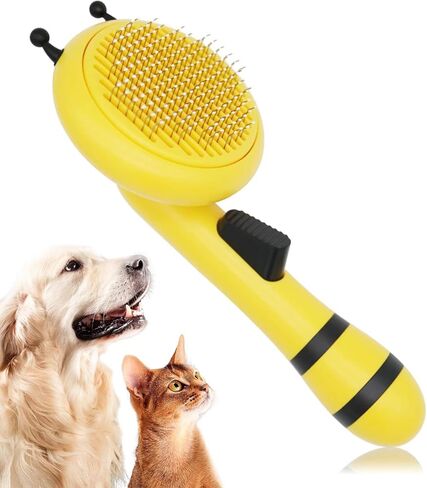 فرشاة FOGOBO Cute-Bee للتنظيف الذاتي للكلاب، فرشاة للقطط مع زر لتساقط الشعر، والفراء، ومشط لتصفيف الكلاب ذات الشعر الطويل والقصير، والقطط، والأرانب، وتزيل المعطف السفلي السائب بلطف in Kuwait