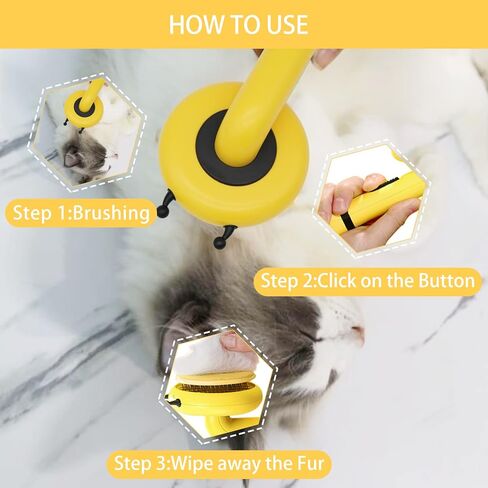 فرشاة FOGOBO Cute-Bee للتنظيف الذاتي للكلاب، فرشاة للقطط مع زر لتساقط الشعر، والفراء، ومشط لتصفيف الكلاب ذات الشعر الطويل والقصير، والقطط، والأرانب، وتزيل المعطف السفلي السائب بلطف in Kuwait