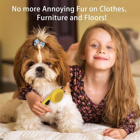 فرشاة FOGOBO Cute-Bee للتنظيف الذاتي للكلاب، فرشاة للقطط مع زر لتساقط الشعر، والفراء، ومشط لتصفيف الكلاب ذات الشعر الطويل والقصير، والقطط، والأرانب، وتزيل المعطف السفلي السائب بلطف in Kuwait