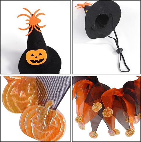 Cat Witch Halloween Costume Suit, Hmxpls Small Dogs & Cats Tutu Collar and Witch Pumpkin Hat Cute Costume Suit Kitten Outfit Clothing for Birthday Party Thanksgiving Christmas Holiday in Saudi Arabia