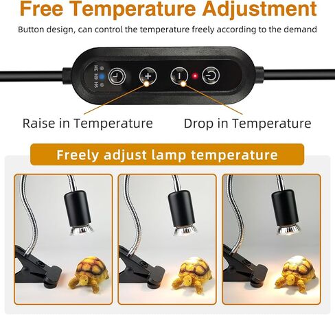 Timed Heat Lamp with Dual 50W UVB UVA Bulbs for Reptiles, Turtles, Tortoises, and Puppies: Adjustable Heat Switch, 360° Adjustable Angle, Strong Clips, Ideal for Aquarium Tanks and Basking in Kuwait