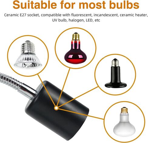 Timed Heat Lamp with Dual 50W UVB UVA Bulbs for Reptiles, Turtles, Tortoises, and Puppies: Adjustable Heat Switch, 360° Adjustable Angle, Strong Clips, Ideal for Aquarium Tanks and Basking in Kuwait