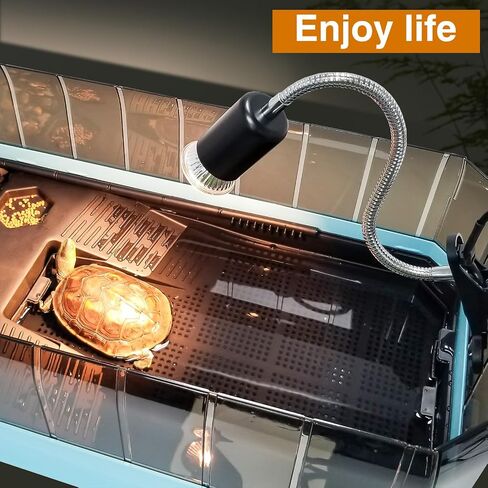 Timed Heat Lamp with Dual 50W UVB UVA Bulbs for Reptiles, Turtles, Tortoises, and Puppies: Adjustable Heat Switch, 360° Adjustable Angle, Strong Clips, Ideal for Aquarium Tanks and Basking in Kuwait